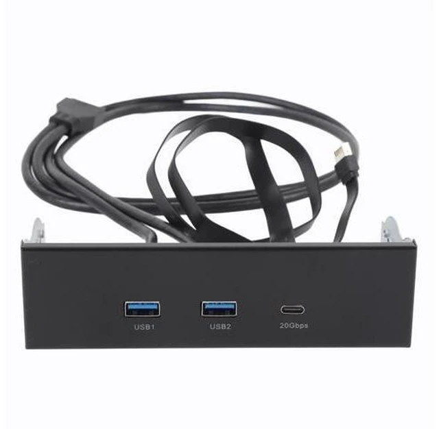 Main image of 5.25 Inch Front Panel USB Hub, 3 Ports USB Front Panel Floppy Disk Bay, 19 Pin USB3.2 GEN2 Internal USB Hub with 2 USB A and 20Gbps USB C Port, for PC Case