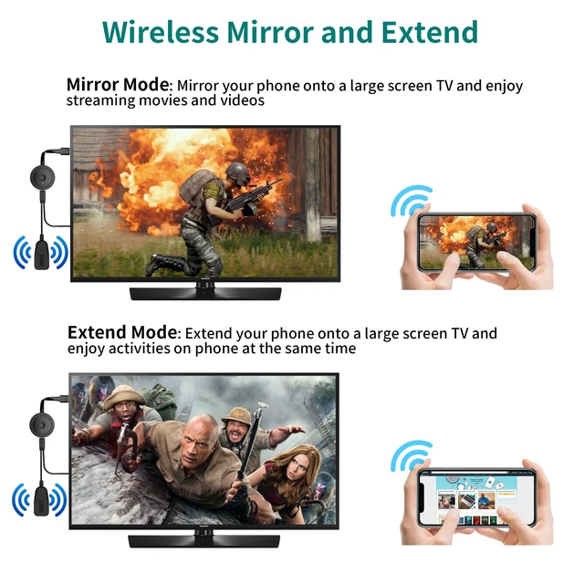 Alt view image 12 of 14 - 4K Wireless HDMI Display Dongle Adapter 1080P, WiFi Casting Movies, Shows Receiver for i-Phone, i-Pad, iOS, Android, Tablet, Laptop, Windows to HDTV/Monitor/Projector, Support Miracast Air Play DLNA