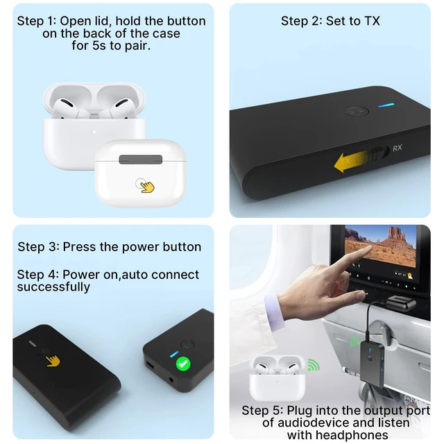 Alt view image 14 of 18 - Bluetooth 5.3 Transmitter Receiver for TV and Wireless Headphones, 2-in-1 Bluetooth Adapter, Wireless Transmitter for TV, PC, MP3, Gym, Airplane Use with Any 3.5 mm Audio Jack