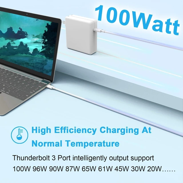 Alt view image 6 of 7 - Replacement MacBook Air Charger for MacBook Pro Charger 100W USB C Power Adapter for Mac Book Pro 2022 2021 2020 2019 2018 16 15 14 13 Inch Fast Charging and All Type C Devices Laptops