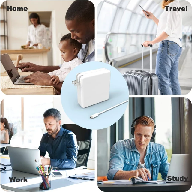 Alt view image 7 of 7 - Replacement MacBook Air Charger for MacBook Pro Charger 100W USB C Power Adapter for Mac Book Pro 2022 2021 2020 2019 2018 16 15 14 13 Inch Fast Charging and All Type C Devices Laptops