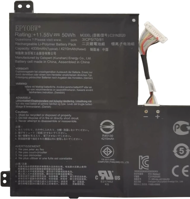 Alt view image 2 of 4 - C31N2020 Laptop Battery 50Wh 4335mAh 3-Cell 11.55V Compatible with Asus Chromebook Flip CM1 CM1400FXA-EC0014 CM1400FXA-EC0022 CM1400FXA-EC0023 CM1400FXA-EC0046 Series 3ICP5/70/81