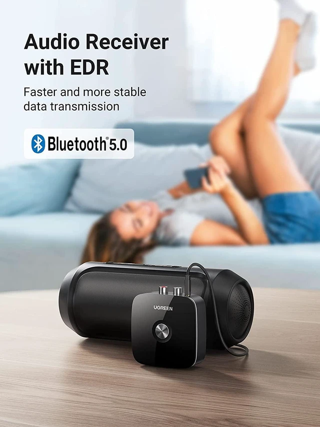 Alt view image 2 of 7 - UGREEN Bluetooth Receiver 5.0 Wireless Auido Music RCA Adapter for Home Car Music Streaming Sound with 3.5mm and 2RCA Compatible with iPhone X, 8, 8 Plus, iPad, Samsung S8 Plus, Note 8, Tablet, Laptop