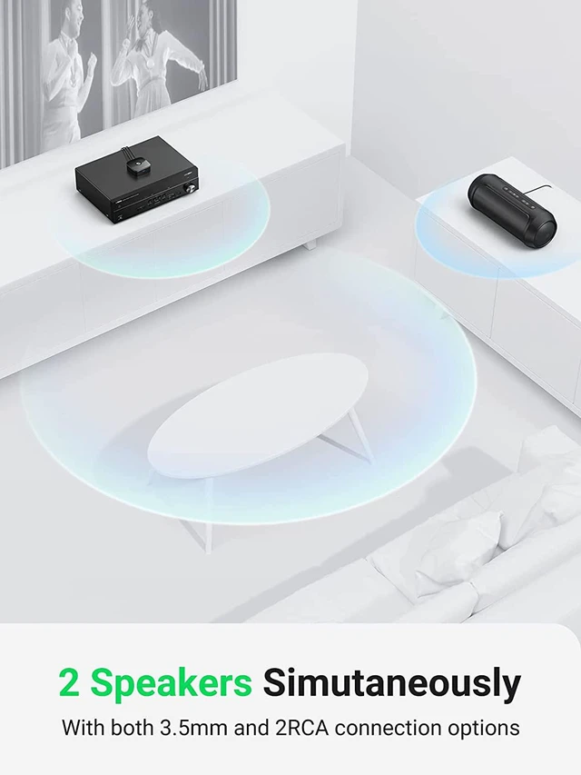 Alt view image 4 of 7 - UGREEN Bluetooth Receiver 5.0 Wireless Auido Music RCA Adapter for Home Car Music Streaming Sound with 3.5mm and 2RCA Compatible with iPhone X, 8, 8 Plus, iPad, Samsung S8 Plus, Note 8, Tablet, Laptop