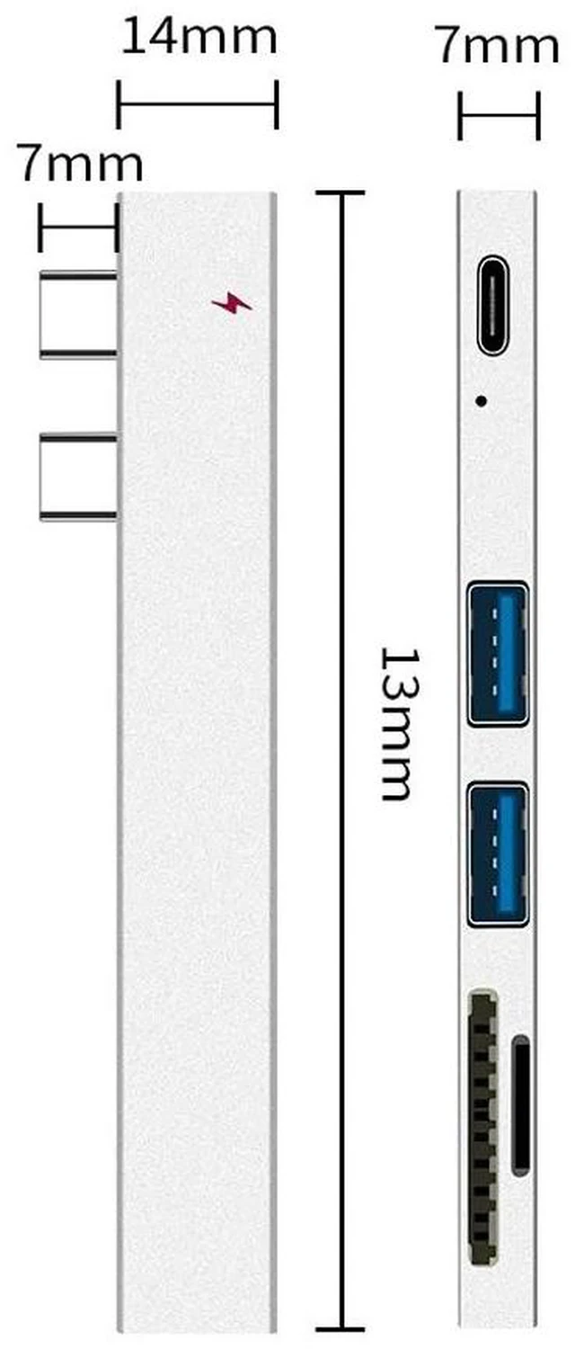 Alt view image 4 of 5 - 20# USB C HUB Dual Type C Adapter Dock with USB PD Charger SD/TF Slot For PC Type C docking station HUB hub Charger