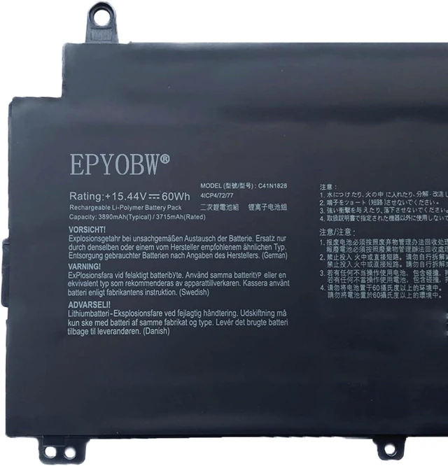 Alt view image 2 of 5 - C41N1828 Laptop Battery 60Wh 3890mAh 15.44V Compatible with Asus ROG Zephyrus S GX531GV GX531GW GX531GWR GX531GX GX531GXR GX532GV GX532GW GX535GV GX535GW Series 0B200-03020200 0B20003020200