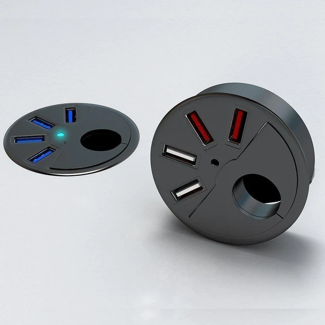 Alt view image 5 of 5 - SEDNA - 2.5" Grommet Hole - in Desk - USB 3.1 Gen I 3 Port Hub/BC 1.2 USB Charger with SD Card Reader