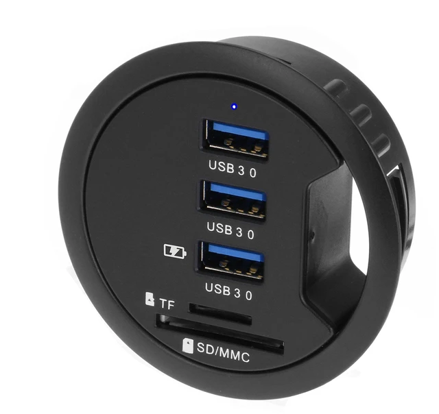 Main image of SEDNA - 2.5" Grommet Hole - in Desk - USB 3.1 Gen I 3 Port Hub/BC 1.2 USB Charger with SD Card Reader