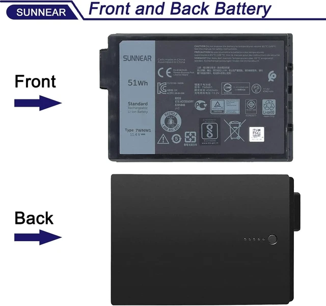 Alt view image 3 of 5 - 7WNW1 Laptop Battery Replacement for Dell Latitude 5420 5424 Rugged, Extreme P85G P86G P137G P137G001 P137G002 P85G001 P86G001 Series DMF8C GK3D3 6NNCF DP3KF DMF0C 07WNW1 451-BCHV 11.4V 51Wh 4342mAh