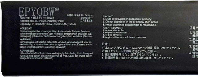 Alt view image 3 of 6 - C41N2311 Black Connector Laptop Battery 80Wh 5150mAh 15.56V Compatible with Asus ROG Ally X/Ally X (2024) RC72LA / RC72LA-ALLYX.Z1X Gaming Handheld Parts Series 0B200-04560000 4ICP6/42/111