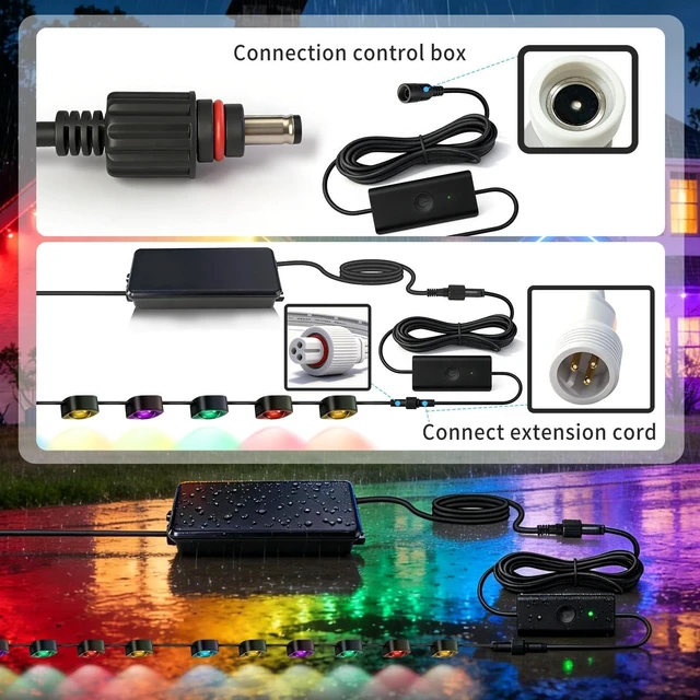 Alt view image 2 of 5 - 36V Waterproof Power Adapter Charger, for Govee Permanent Outdoor Light Compatible with Govee H705D/H705E/H705F Replacement Power Supply Cord(Black)