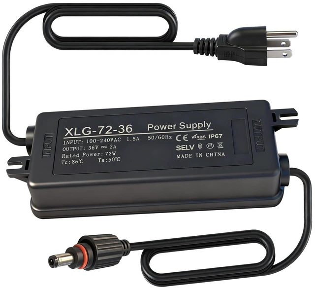 Main image of 36V Waterproof Power Adapter Charger, for Govee Permanent Outdoor Light Compatible with Govee H705D/H705E/H705F Replacement Power Supply Cord(Black)