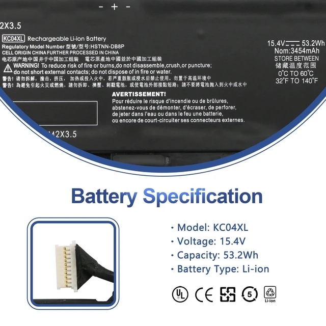 Alt view image 2 of 5 - ANTIEE ZO04XL Laptop Battery Replacement for HP ZBook Studio G3 G4 Mobile Workstation ZO04 ZO06 ZO06XL 808396-421 808450-001 808450-002 HSTNN-CS8C HSTNN-C88C HSTNN-LB6W HSTNN-KB6W 15.2V 64Wh 4210mAh