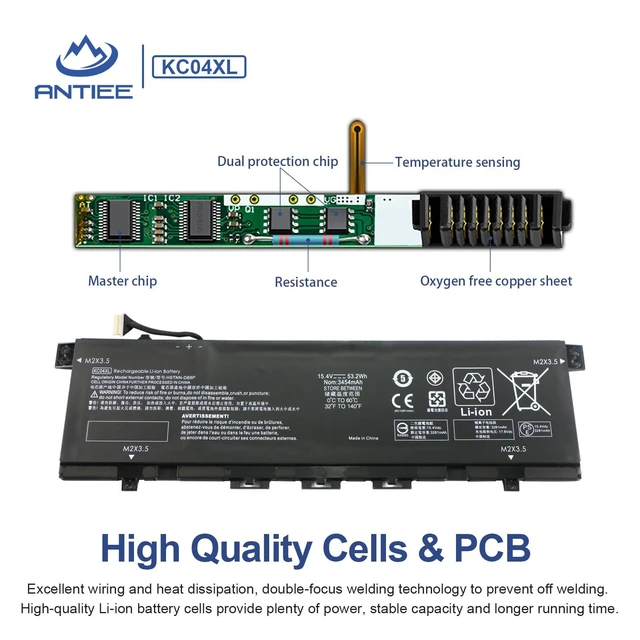 Alt view image 3 of 5 - ANTIEE ZO04XL Laptop Battery Replacement for HP ZBook Studio G3 G4 Mobile Workstation ZO04 ZO06 ZO06XL 808396-421 808450-001 808450-002 HSTNN-CS8C HSTNN-C88C HSTNN-LB6W HSTNN-KB6W 15.2V 64Wh 4210mAh