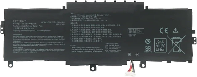 Main image of C31N1811 Laptop Battery 50Wh 4335mAh 11.55V Compatible with Asus Zenbook 14 UX433FA UX433FN U4300FN U4300FA Series