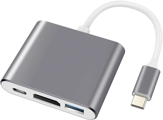 Main image of 3 in 1 USB C to HDMI Adapter Type C to 4K HDMI Adapter with 100W PD & USB 3.0 Port Multiport Digital AV Converter (Grey)