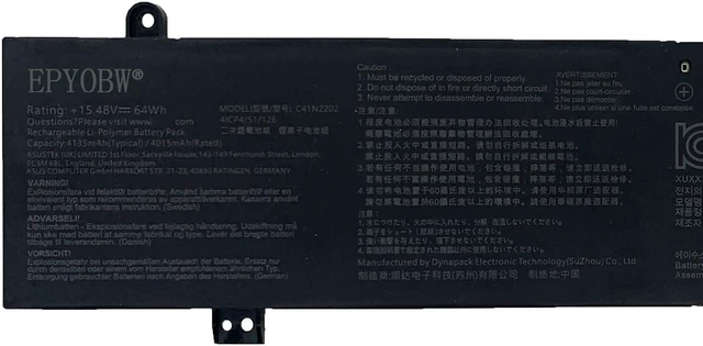 Alt view image 2 of 5 - C41N2202 Laptop Battery 64Wh 4135mAh 8-Cell 15.48V Compatible with ASUS ROG Strix G16 G614JJ G614JV G614JI G614JU G614JZ Series 0B200-04300000 4ICP4/51/126