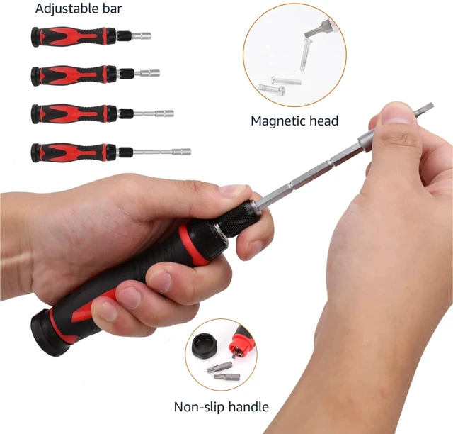 Alt view image 9 of 14 - Magnetic Ratcheting Wrench and Electronics Precision Screwdriver Tool Set, 73-Piece, with Carry Case for Household Repair, Small Jobs, Eyeglasses, Black/Red/Silver