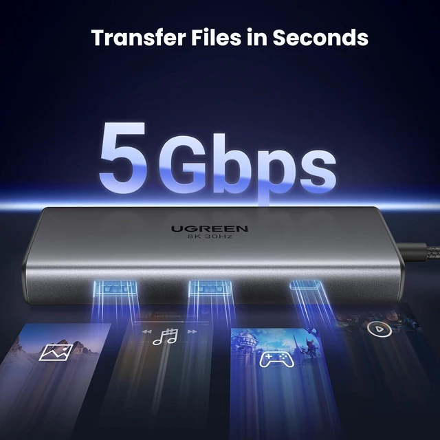 Alt view image 7 of 7 - UGREEN Dual Monitor USB C Hub 6 in 1 Dock Dual HDMI 4K@60Hz Single 8K@30Hz 100W PD 5Gbps USB C and USB A Data Ports USB C Docking Station for Dell XPS, ThinkPad and More