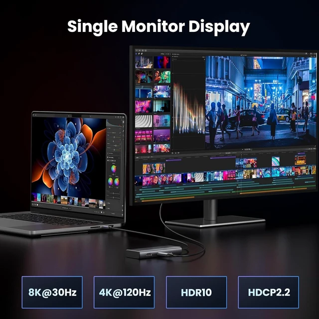 Alt view image 5 of 7 - UGREEN Dual Monitor USB C Hub 6 in 1 Dock Dual HDMI 4K@60Hz Single 8K@30Hz 100W PD 5Gbps USB C and USB A Data Ports USB C Docking Station for Dell XPS, ThinkPad and More