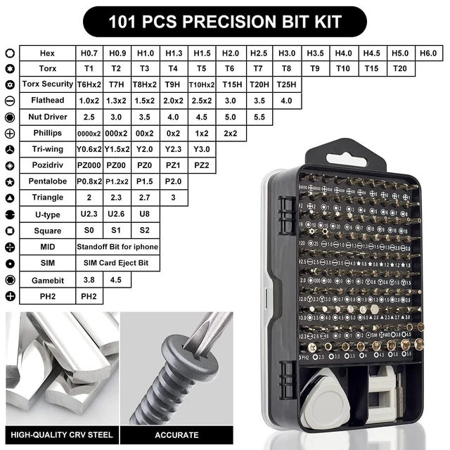 Alt view image 10 of 14 - Professional 115 in 1 Precision Screwdriver Set, Magnetic Electronics Repair Tool Kit for iPhone, Laptop, Xbox, Nintendo Switch, Glasses, Watch, Small Appliances with S2 Steel Bits & Portable Case