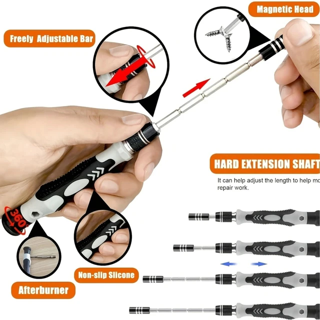 Alt view image 11 of 14 - Professional 115 in 1 Precision Screwdriver Set, Magnetic Electronics Repair Tool Kit for iPhone, Laptop, Xbox, Nintendo Switch, Glasses, Watch, Small Appliances with S2 Steel Bits & Portable Case