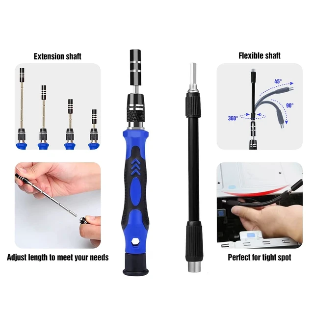 Alt view image 10 of 14 - 142 IN 1 Professional Computer Repair Tool Kit, Precision Screwdriver Set with 120 Bits Magnetic Repair Tool Kit for iPhone, MacBook, Computer, Laptop, PC, Tablet, PS4, Game Console, and Others