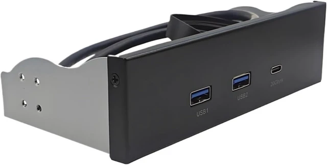 Alt view image 2 of 3 - USB Front Panel for PC 2 Port USB 3.2 GEN1 5Gbps + 1 Port Type-C 10Gbps/20Gbps Hub for Desktop 5.25Inch Floppy Drive Bay