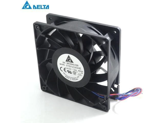 Alt view image 3 of 6 - 120*120*38mm FFB1224SHE-BR00 12038 24V 1.20A wind turbine fan for delta