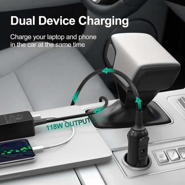 Alt view image 3 of 7 - 100W Car Charger Laptop Car Charger Compatible with Latitude/Precision/XPS Compatible with MacBook Pro/Air Compatible with HP Spectre/Elitebook Compatible with DC Adapter