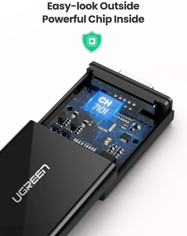 Alt view image 6 of 7 - UGREEN Active HDMI to VGA Adapter with 3.5mm Audio Jack HDMI Male to VGA Female up to 1080P for PC Laptop Ultrabook Raspberry Pi Chromebook Black