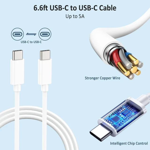 Alt view image 3 of 5 - 96W Mac Book USB C Laptop Charger for MacBook Pro 16, 15, 14, 13 inch 2021, 2020, 2019, 2018 Charger,MacBook Air,IPad Pro AC Adapter,Type C Fast Charging Power Cord Supply