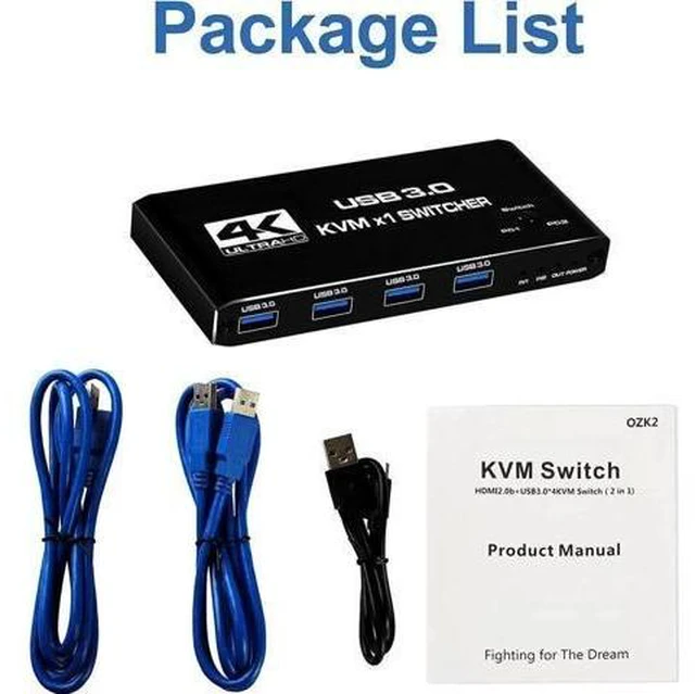Alt view image 5 of 7 - 2 Port USB-C HDMI 2.0 KVM Switch 4K@60Hz, 2 In 1 Out KVM Switcher with 4 USB 3.0 Ports for 2 USB-C Laptops Share Monitor Keyboard Mouse