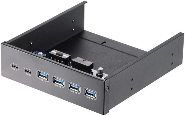 Alt view image 2 of 7 - 5.25" Front Bay USB HUB 2-Port USB 3.1 & 4-Port USB 3.0 High Speed 5Gbps USB Hub Front Panel Computer Case Optical Drive Bay Converter Hub