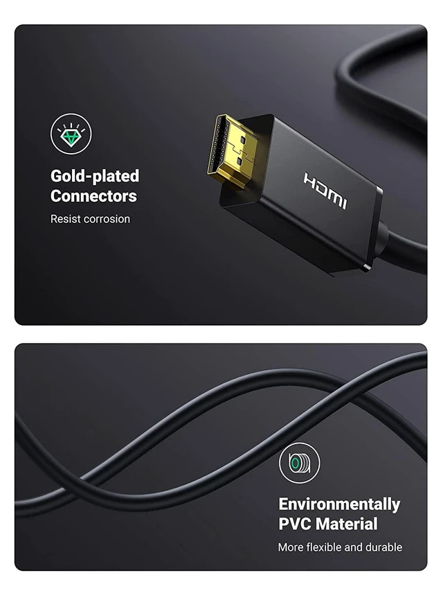 Alt view image 7 of 7 - UGREEN 4K Displayport to HDMI Cable Uni-Directional UHD DP to HDMI Connector Video Display Cord for HDTV Monitor Projector Computer 10FT