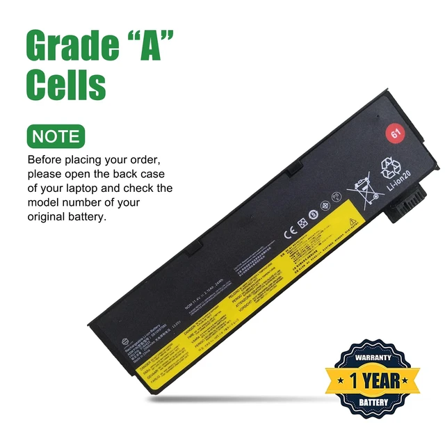 Alt view image 4 of 5 - JIAZIJIA 01AV423 SB10K97580 Laptop Battery Replacement for Lenovo ThinkPad T470 T480 A475 A485 T570 T580 P51S P52S TP25 Series 61 4X50M08810 01AV422 SB10K97579 01AV424 01AV452 01AV490 11.4V 24Wh