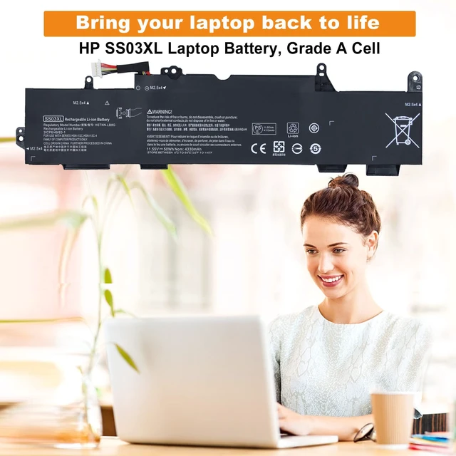 Alt view image 2 of 5 - SS03XL 933321-855 Battery Replacement for Hp EliteBook 840 G5 Battery, EliteBook 730 735 740 745 830 846 G5 Series HSN-112C HSTNN-LB8G 932823-421 50Wh 4330mAh