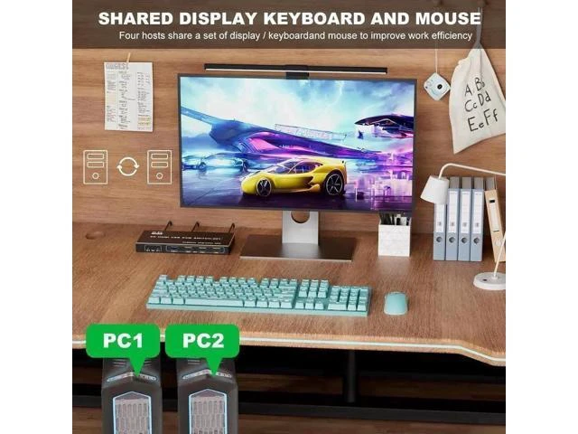 Alt view image 2 of 7 - 2 Port HDMI USB 3.0 KVM Switch 8K@60Hz, 2 In 1 Out KVM Switcher for 2 PCs Share 1 Monitor Keyboard Mouse Printer Scanner, With Desktop Controller