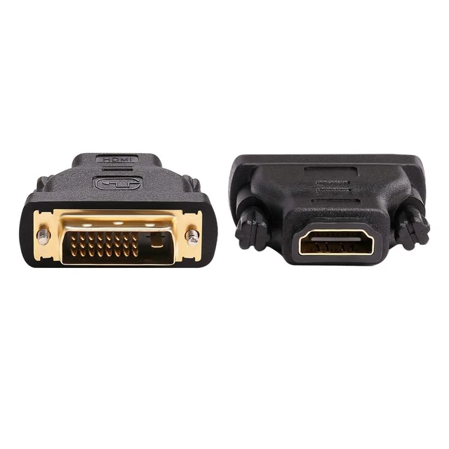 Alt view image 9 of 14 - DVI to HDMI Adapter DVI Male to HDMI Female Bi-Directional DVI-D Port Converter 4K 1080P Gold Plated Connector
