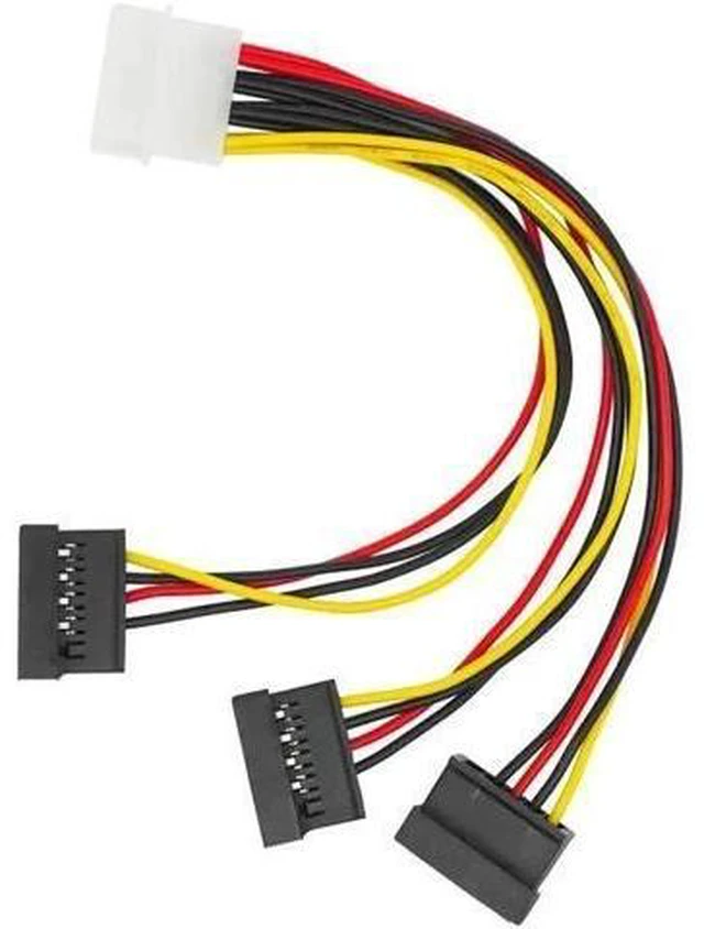 Main image of 22cm IDE 4Pin Male to 3-Port SATA Female Power Splitter Cable, 4Pin Molex to Triple SATA Power Adapter Cord for HDD & SSD