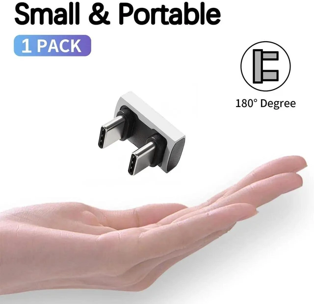 Alt view image 7 of 7 - 180 Degree USB C to USB C Adapter 240W PD, 40Gbps Data & 8K Video, U Shape Type C Male to Male Adapter for Thunderbolt 4/3,Switch, Laptop, Tablet, Phone 1Pack