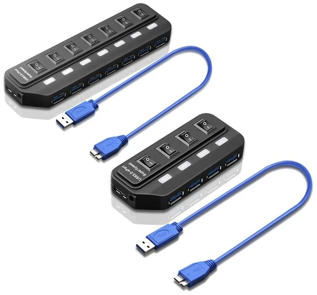 Main image of 4/7 Ports USB 3.0 Hub USB Splitter with Individual Power Switches for PC USB3.0 Splitter with Four Switches Hub Hub With 7-port
