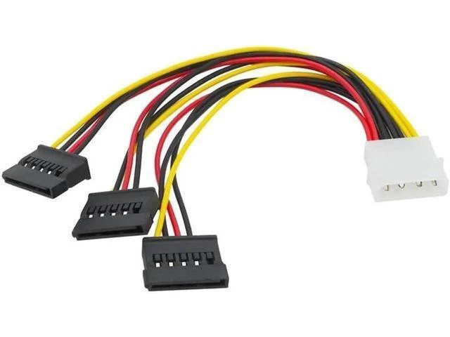 Alt view image 4 of 5 - 22cm IDE 4Pin Male to 3-Port SATA Female Power Splitter Cable, 4Pin Molex to Triple SATA Power Adapter Cord for HDD & SSD