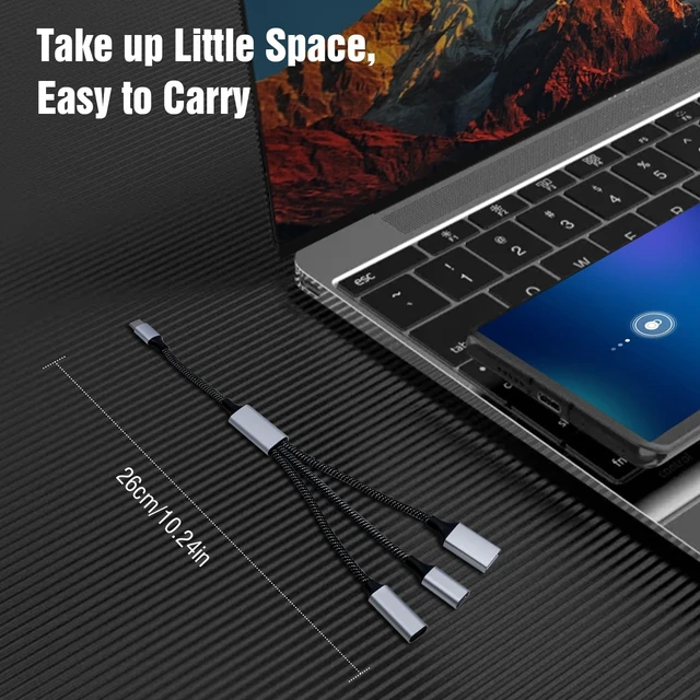 Alt view image 14 of 14 - USB C Splitter Adapter Y Cable, Type C Male to 2 USB-C Female & 1 USB-A Female Ports Converter, Data Transfer and Charging Type C Splitter for Steam Deck, ASUS ROG Ally, Xbox One Series, PS5