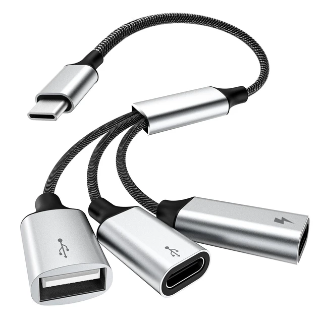 Alt view image 8 of 14 - USB C Splitter Adapter Y Cable, Type C Male to 2 USB-C Female & 1 USB-A Female Ports Converter, Data Transfer and Charging Type C Splitter for Steam Deck, ASUS ROG Ally, Xbox One Series, PS5