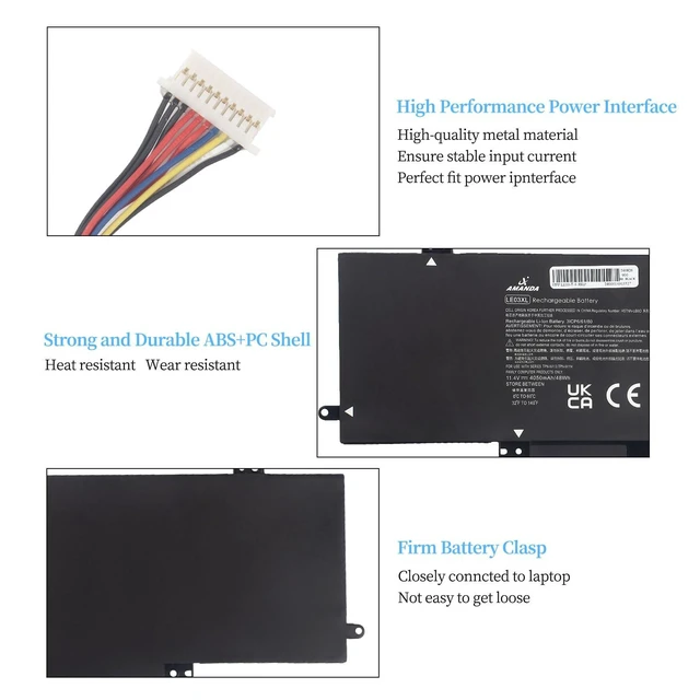 Alt view image 3 of 5 - A AMANDA 796356-005 LE03XL Laptop Battery for HP Pavilion X360 M6-W101dx W010dx W102dx W103dx 13-s120nr 13-s000 15-bk000 Series, 13-s120nr 13-s128nr 15-bk010nr 15-bk152nr LE03 HSTNN-PB6M HSTNN-YB5Q