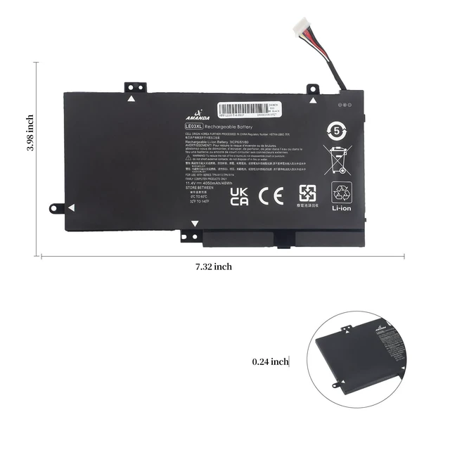 Alt view image 5 of 5 - A AMANDA 796356-005 LE03XL Laptop Battery for HP Pavilion X360 M6-W101dx W010dx W102dx W103dx 13-s120nr 13-s000 15-bk000 Series, 13-s120nr 13-s128nr 15-bk010nr 15-bk152nr LE03 HSTNN-PB6M HSTNN-YB5Q