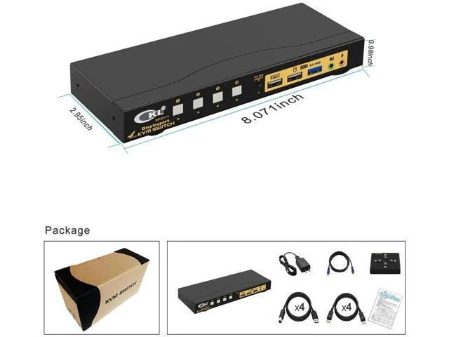 Alt view image 2 of 7 - CKL 4-Port DP1.4 KVM Switch, 8K@30Hz / 5K@60Hz / 4K@144Hz for 4 PCs Share 1 DisplayPort Monitor