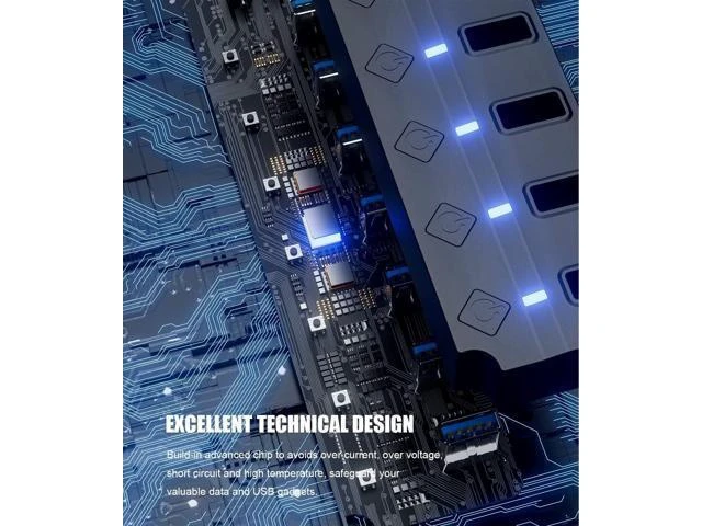 Alt view image 5 of 7 - USB 3.0 Hub, 7-Port with Individual On/Off Switches & LED Indicators, 5Gbps High-Speed Data Hub for Laptop, PC, MacBook, Surface Pro, PS5, HDD, Flash Drive (4ft Cable)