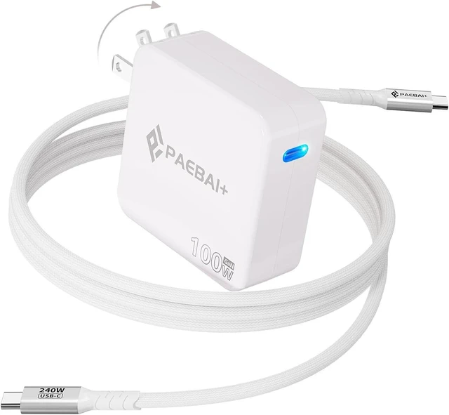 Main image of Mac Book Pro Charger 100W USB C Charger GaN Foldable Compact Wall Fast Charger for MacBook Air iPhone 16 15 Series Galaxy iPad Pro and All USB-C Devices 6.6ft Type C Cable